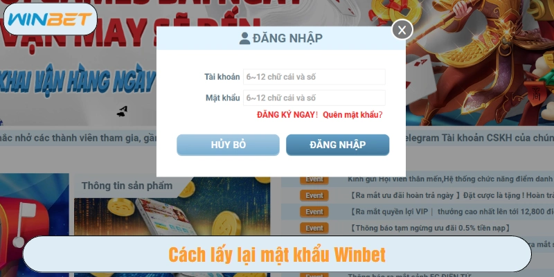 Cách lấy lại mật khẩu - Câu hỏi thường gặp Winbet