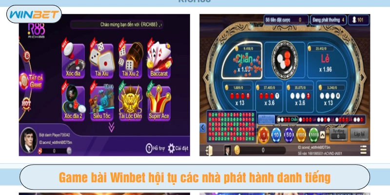 Game bài Winbet hội tụ các nhà phát hành danh tiếng