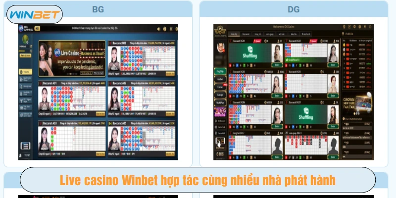 Live casino Winbet hợp tác cùng nhiều nhà phát hành