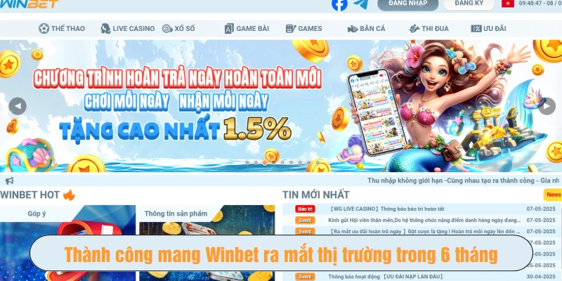 Thành công mang Winbet ra mắt thị trường trong 6 tháng